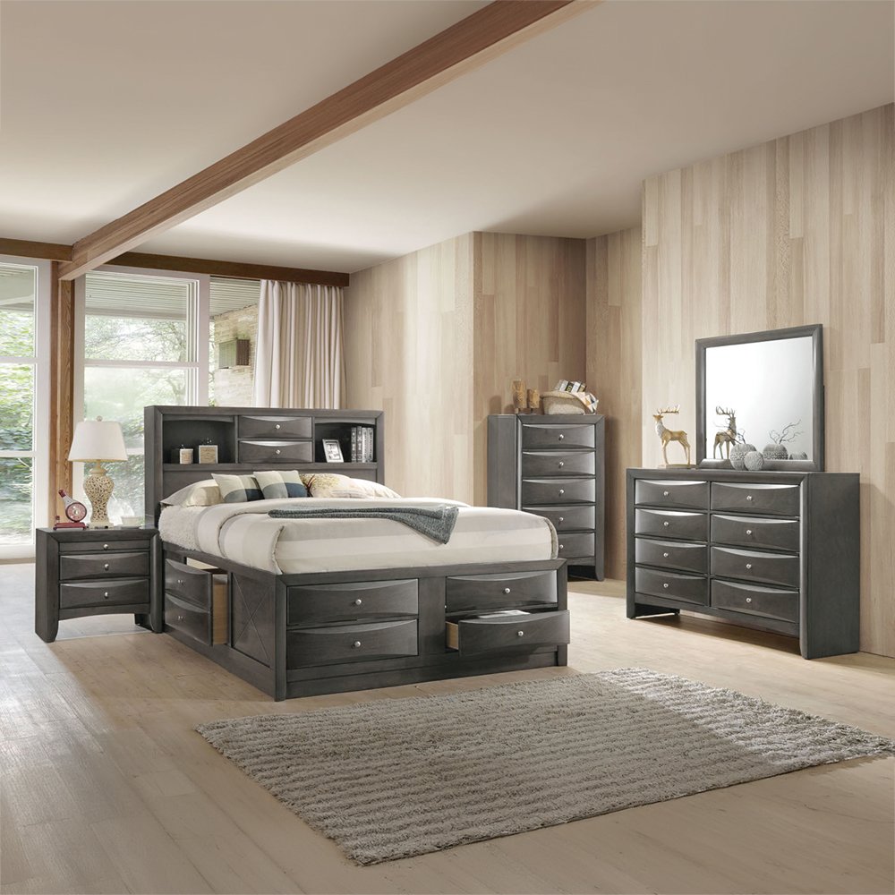 Ireland Queen Bed w/Storage Gray Oak. Picture 10