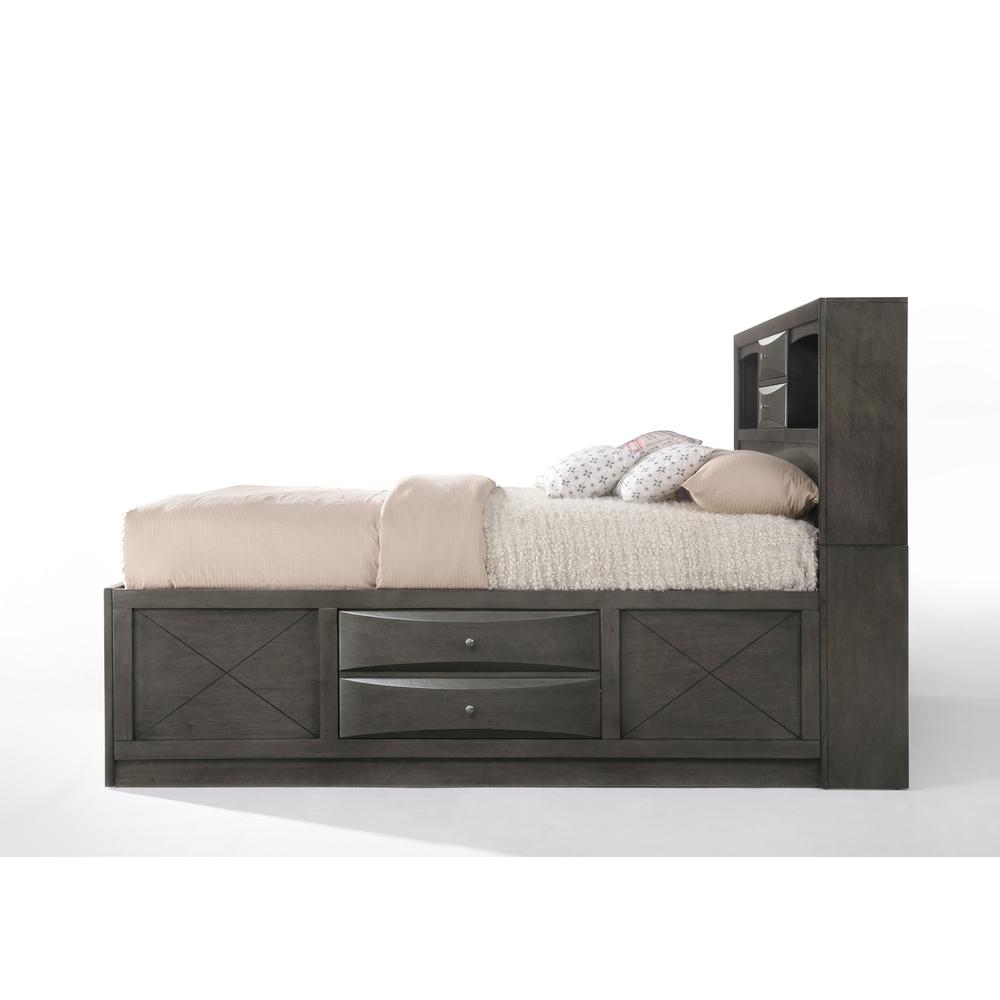Ireland Queen Bed w/Storage, Gray Oak (1Set/4Ctn). Picture 4
