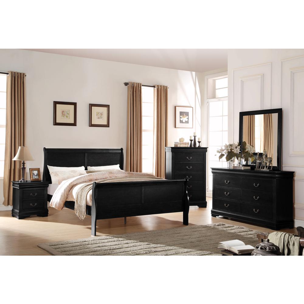 ACME Louis Philippe Queen Bed, Black (1Set/2Ctn). Picture 1