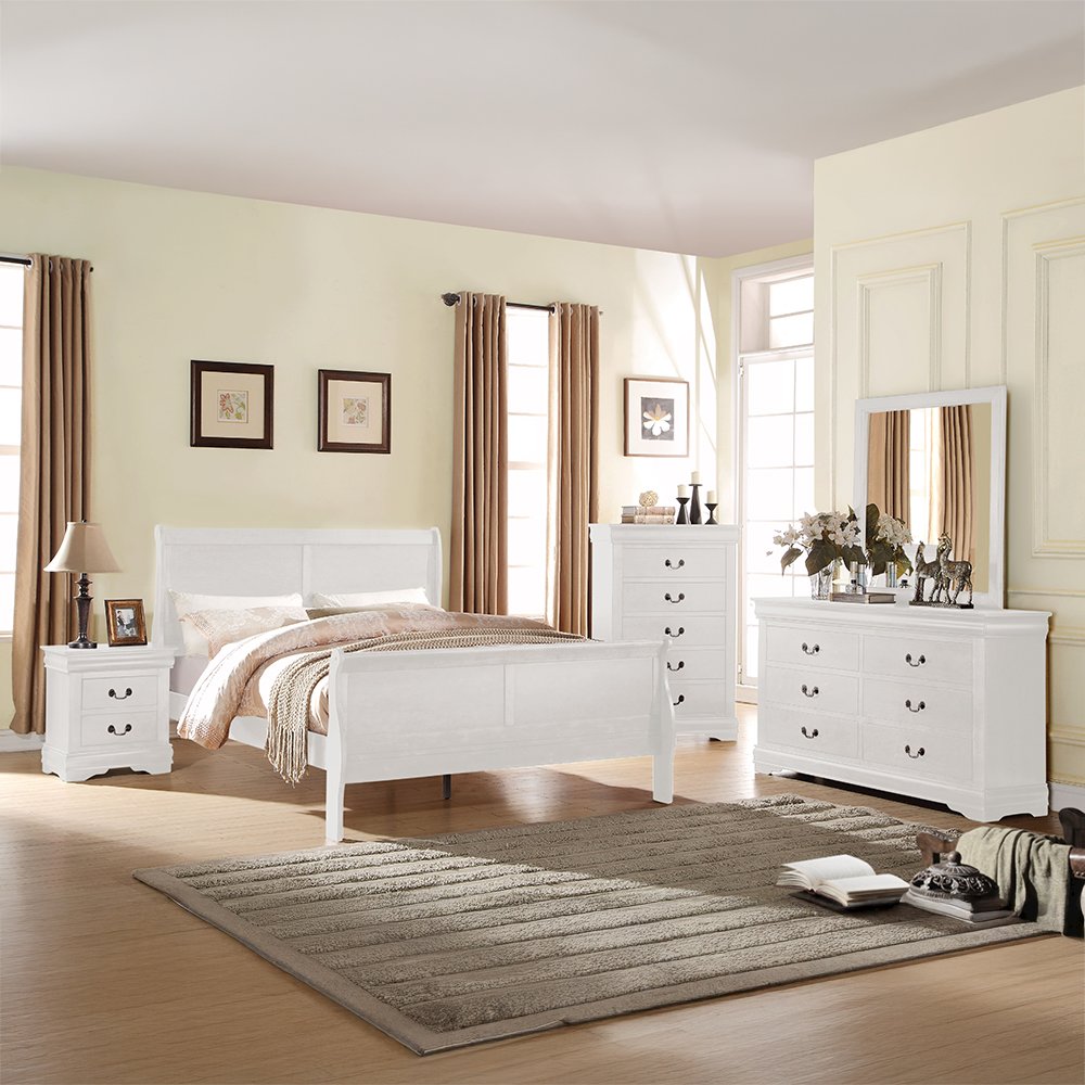 Louis Philippe Queen Bed White. Picture 4