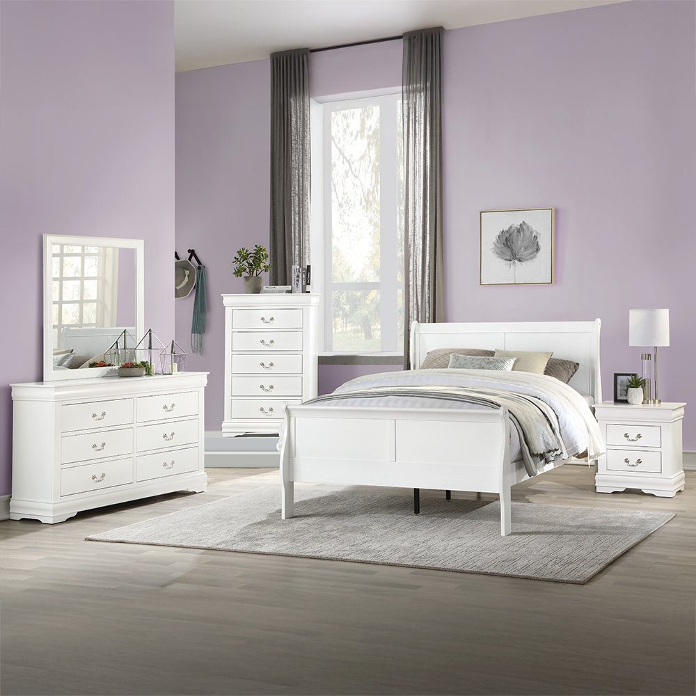 Louis Philippe Queen Bed White. Picture 5