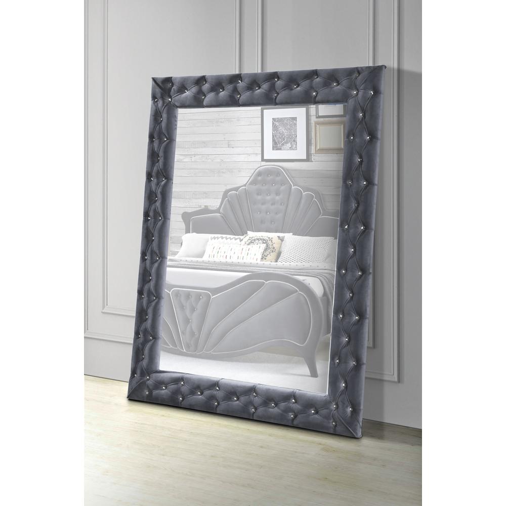 Dante Accent Floor Mirror Gray Velvet. Picture 1
