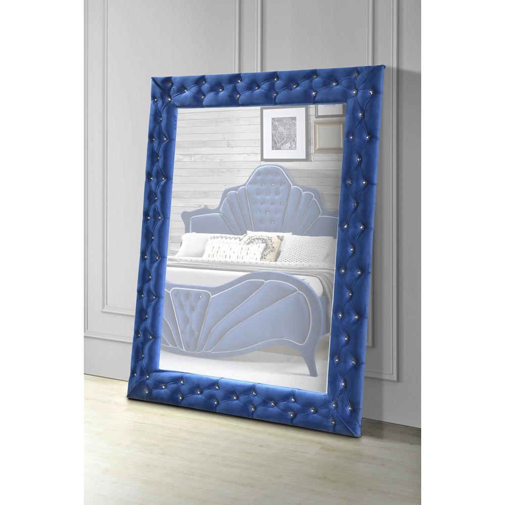 Dante Accent Floor Mirror Blue Velvet. Picture 1