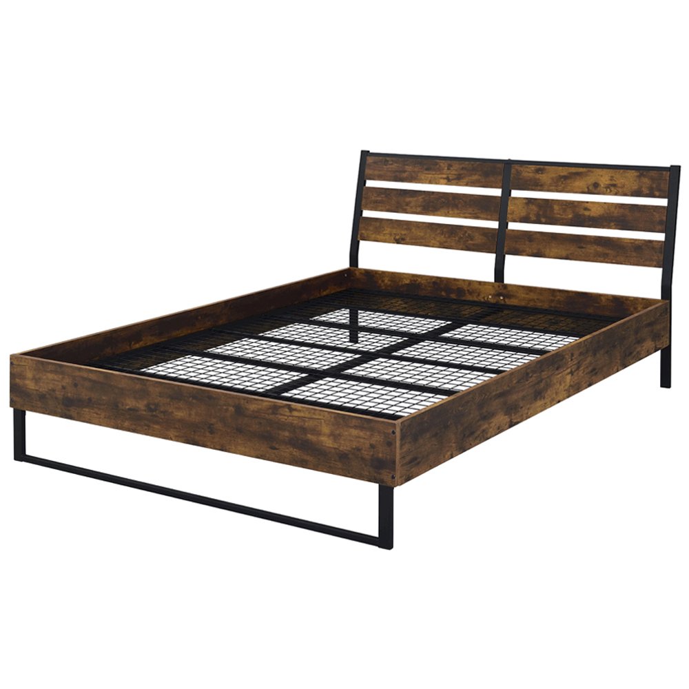 Juvanth Eastern King Bed Rustic Oak & Black. Picture 2