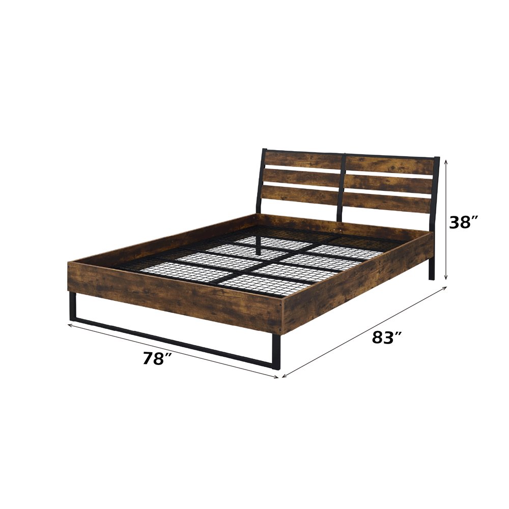 Juvanth Eastern King Bed Rustic Oak & Black. Picture 7