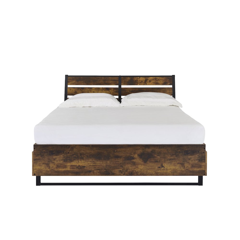 Juvanth Eastern King Bed w/Storage Rustic Oak & Black. Picture 2