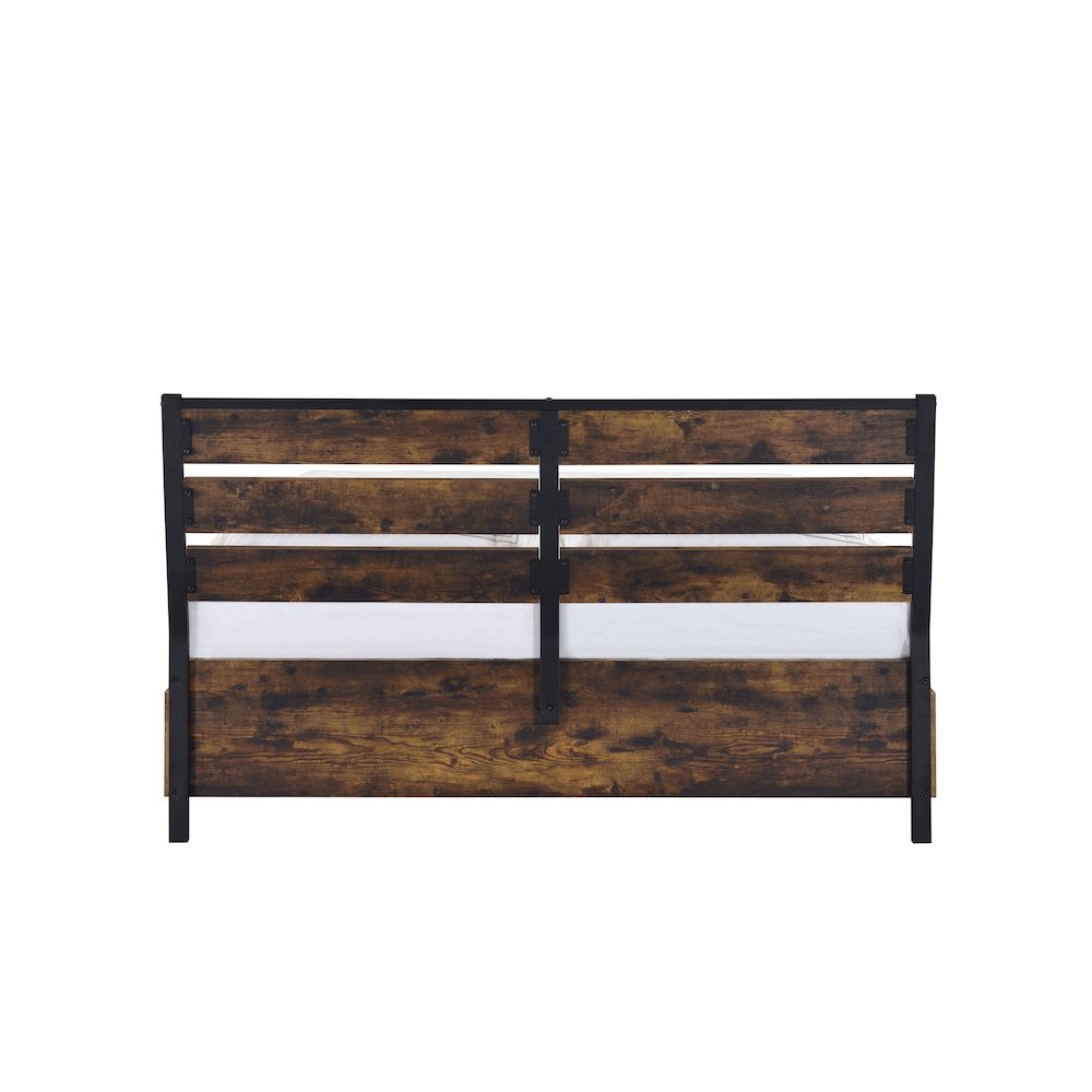Juvanth Eastern King Bed w/Storage Rustic Oak & Black. Picture 4