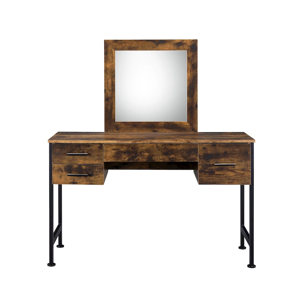Juvanth Vanity Desk & Mirror Rustic Oak & Black. Picture 2