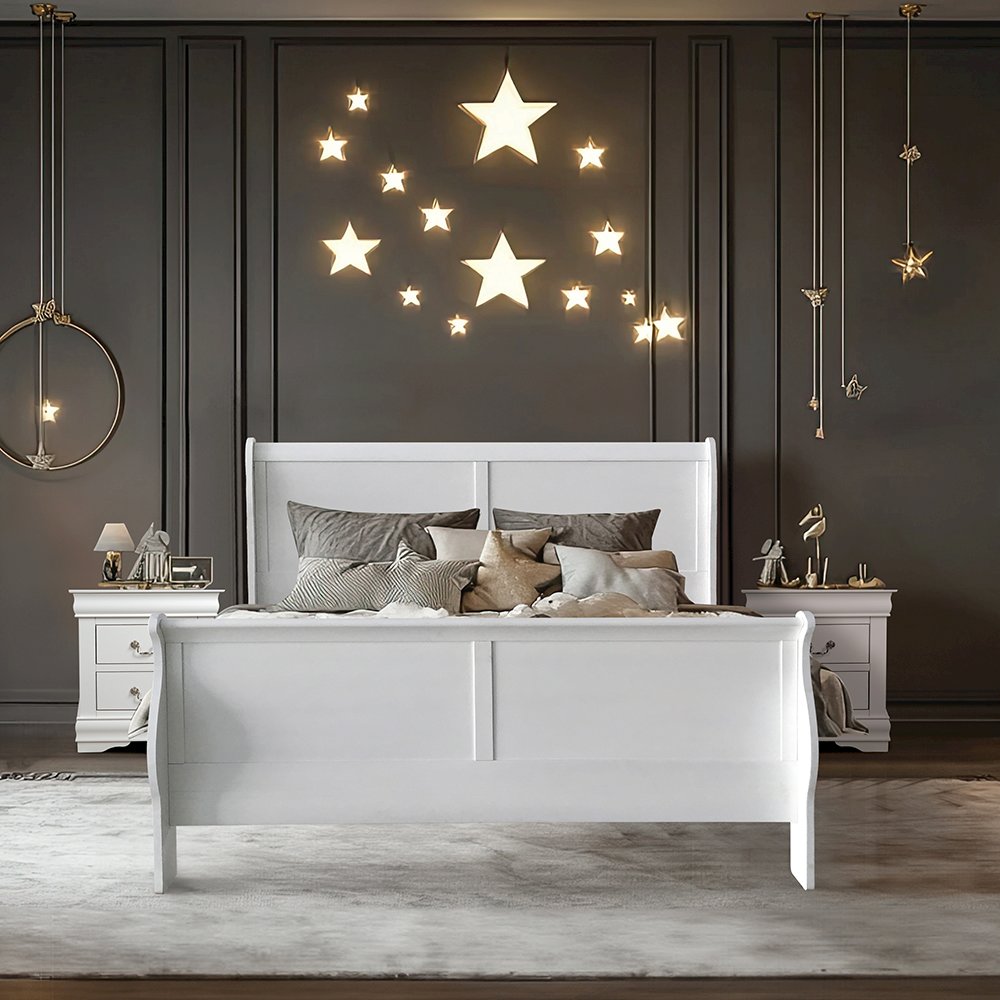 Louis Philippe III Eastern King Bed White. Picture 4