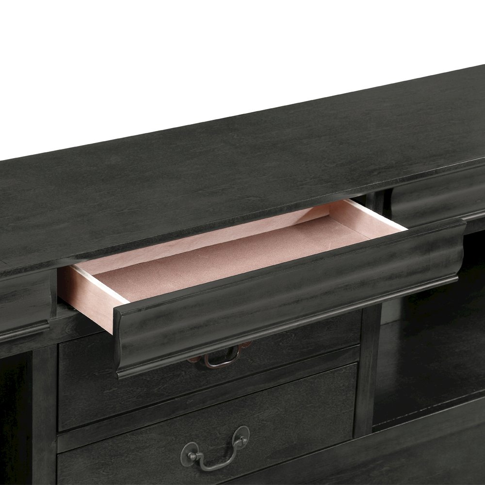 Louis Philippe III Queen Bed w/Storage Dark Gray. Picture 5