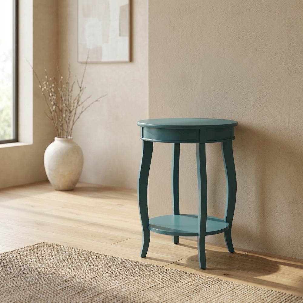 Teal, Accent Side Table, Quality Build, Durable Wood Frame. Picture 2
