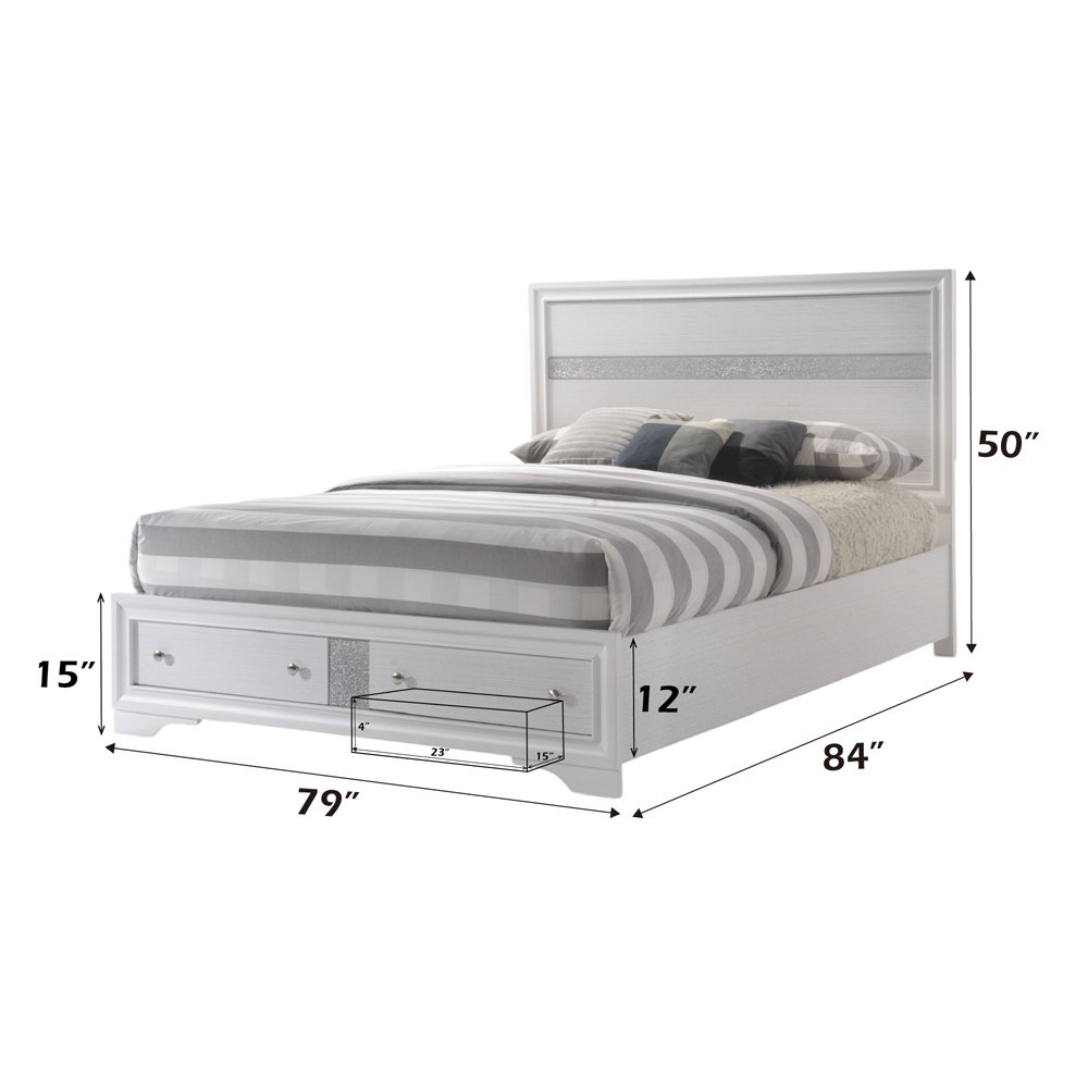 Naima Eastern King Bed w/Storage White. Picture 7