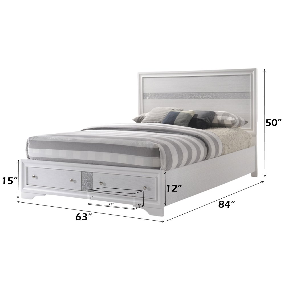 Naima Queen Bed w/Storage White. Picture 7