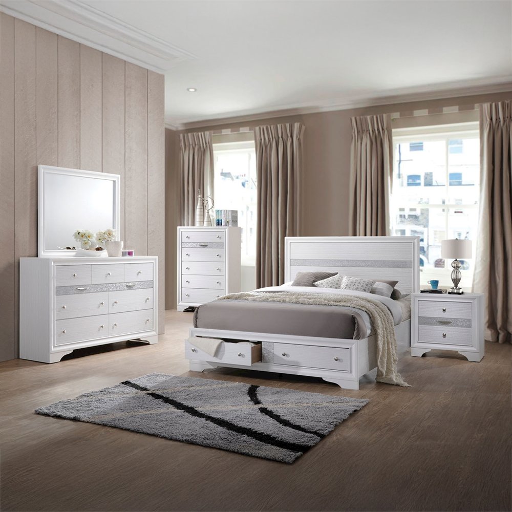 Naima Queen Bed w/Storage White. Picture 9