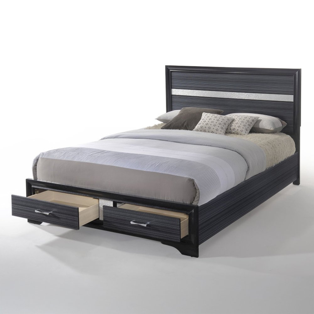 Naima Eastern King Bed w/Storage Black. Picture 2