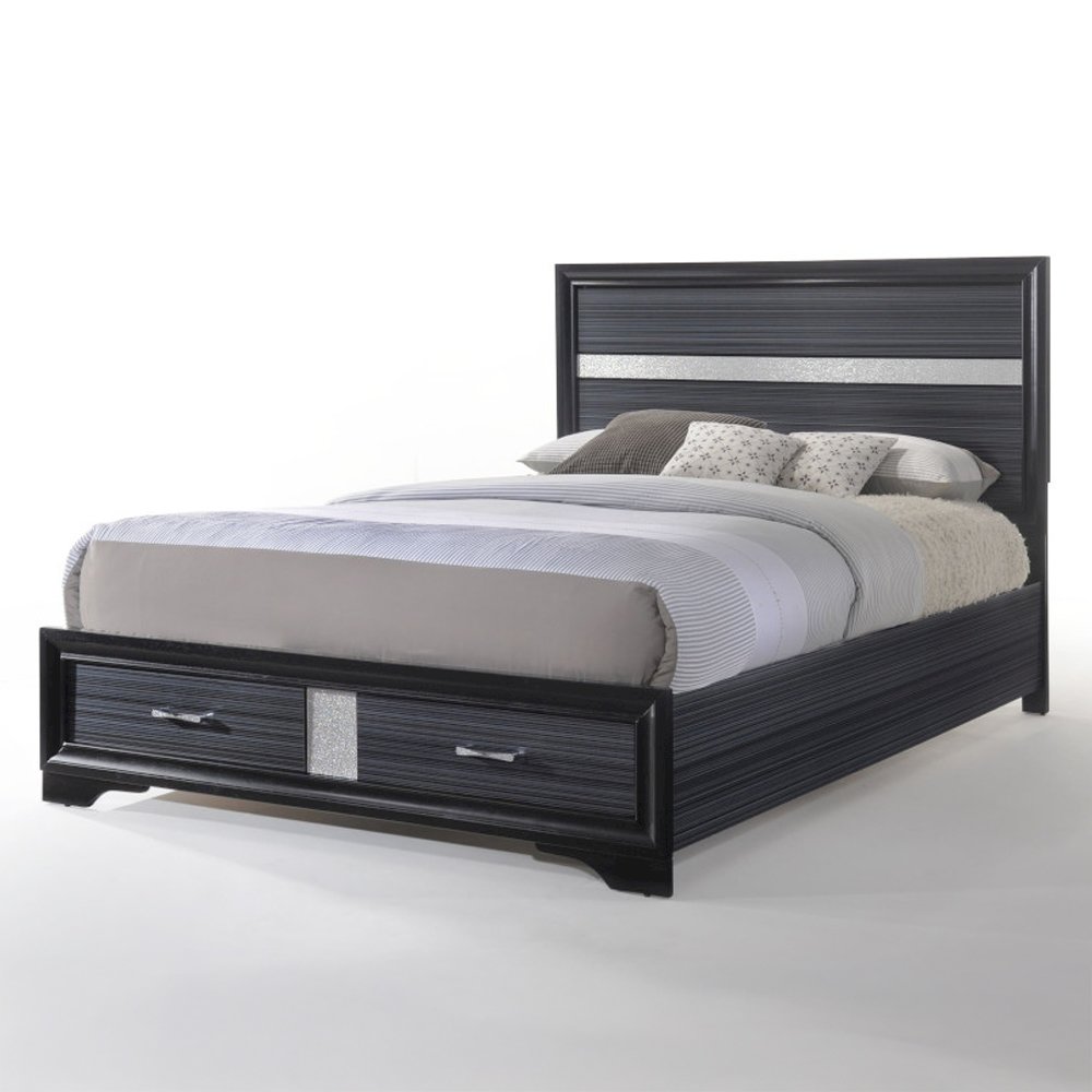 Naima Eastern King Bed w/Storage Black. Picture 5