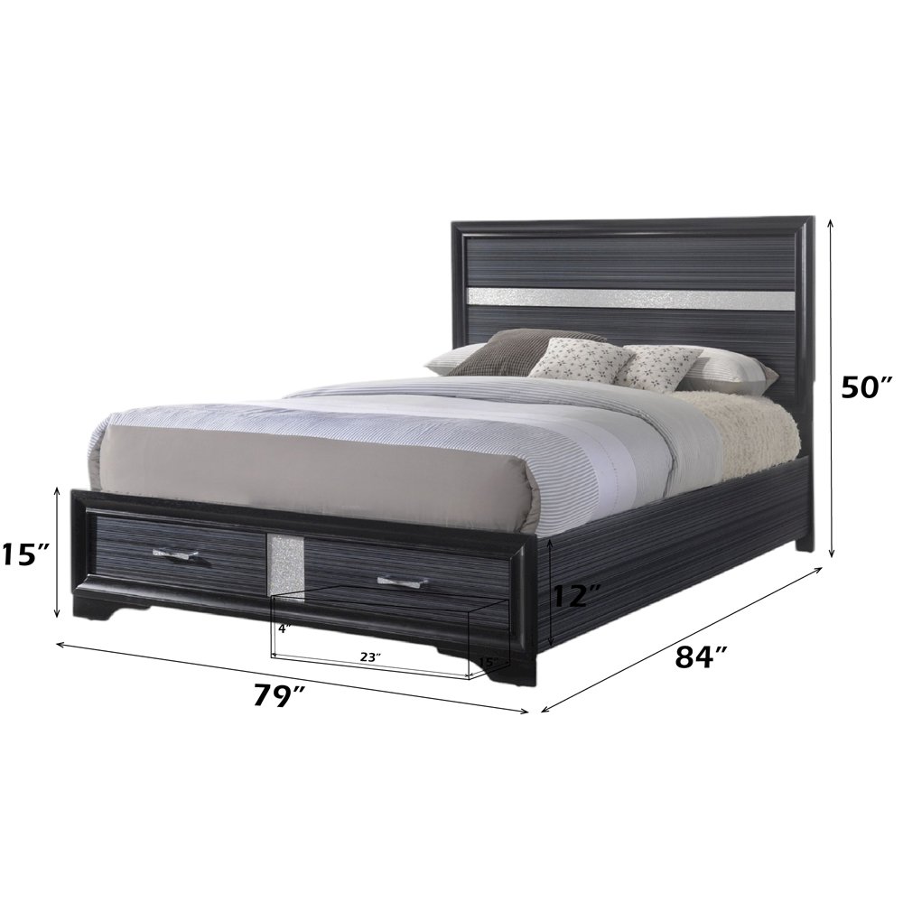 Naima Eastern King Bed w/Storage Black. Picture 7