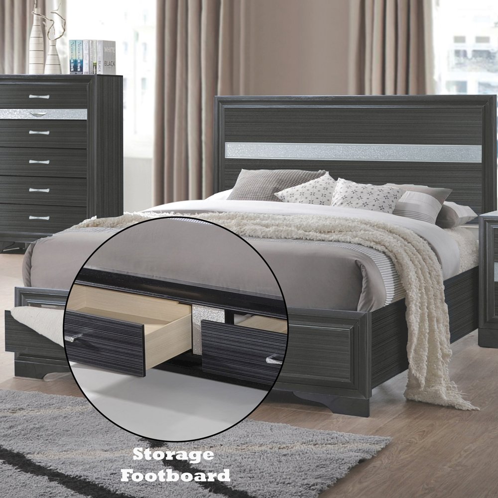 Naima Eastern King Bed w/Storage Black. Picture 8