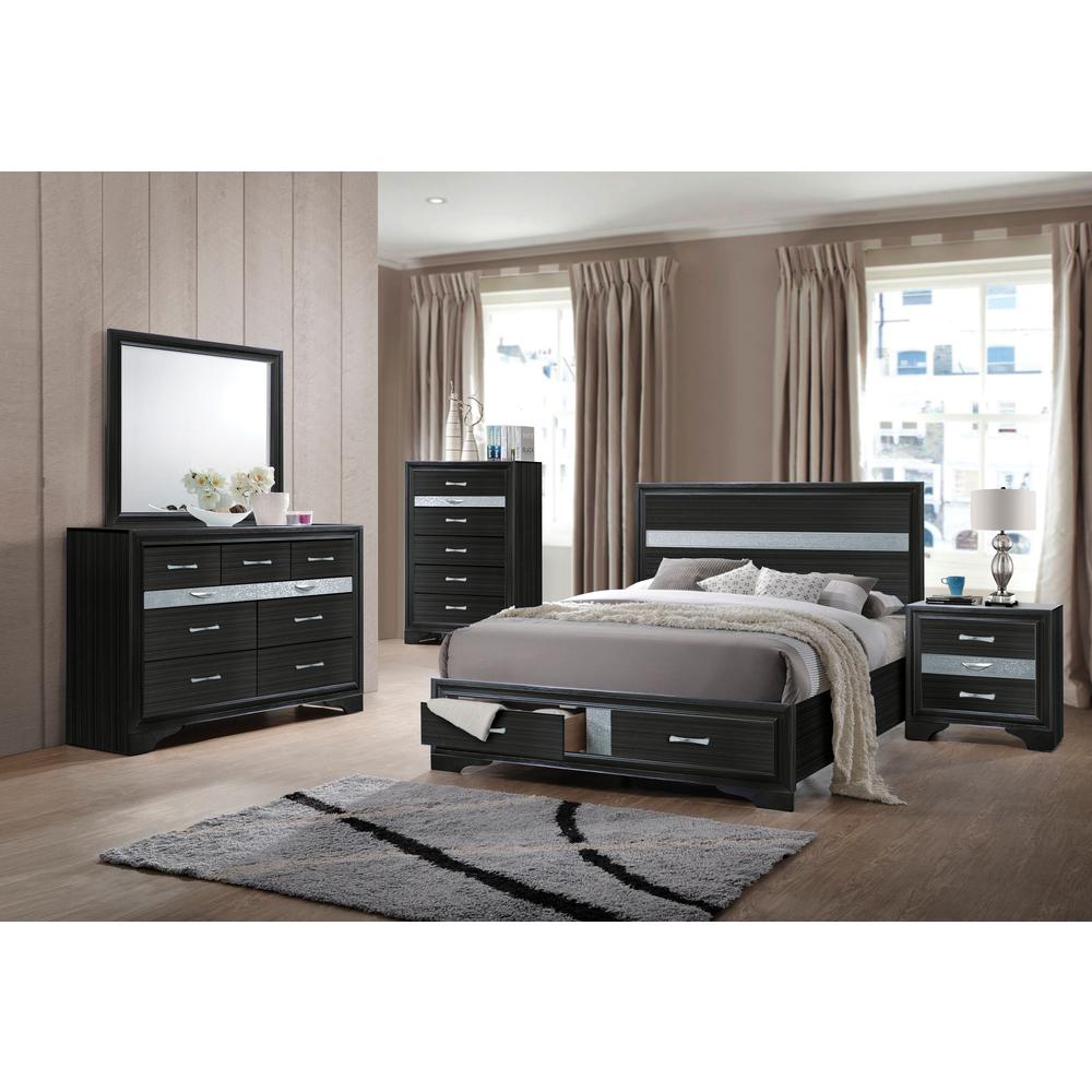 ACME Naima Queen Bed w/Storage, Black (1Set/3Ctn). Picture 1