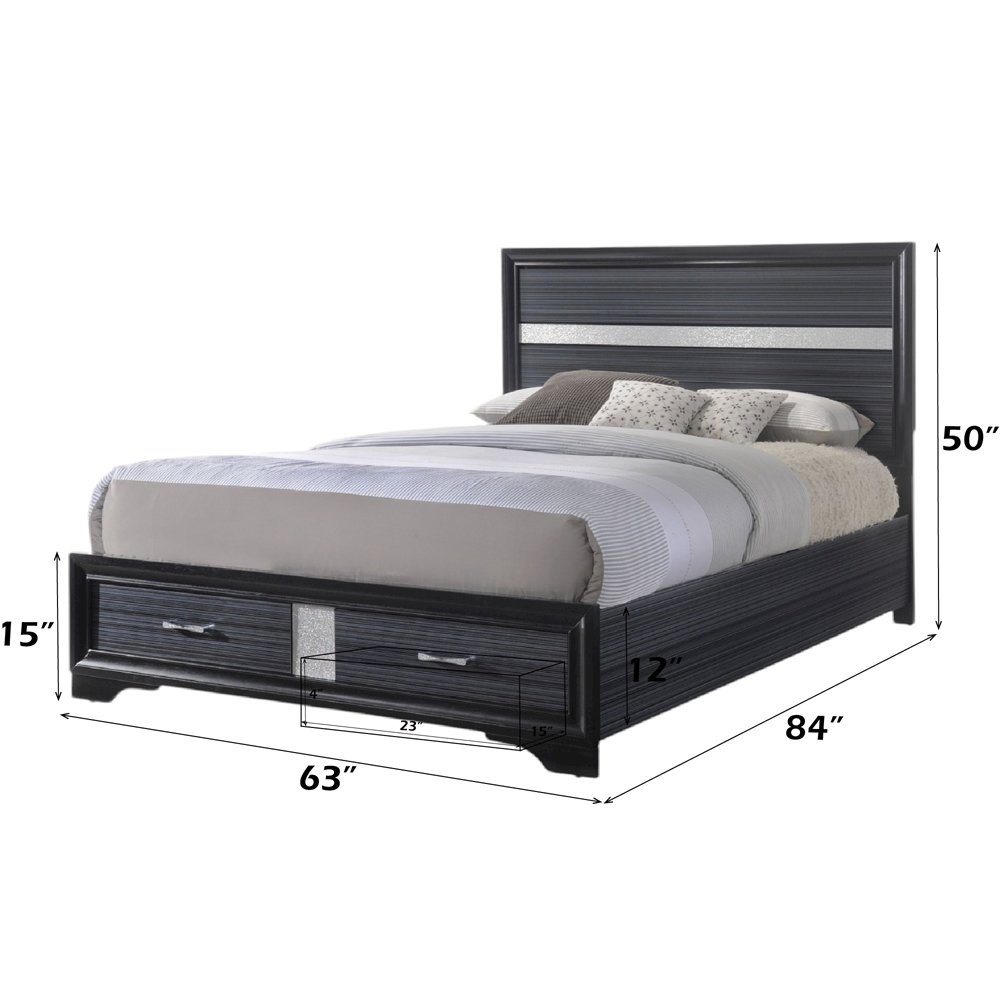 Naima Queen Bed w/Storage Black. Picture 7