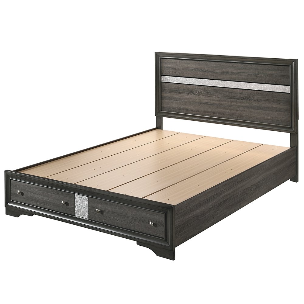 Naima Queen Bed w/Storage Gray. Picture 2