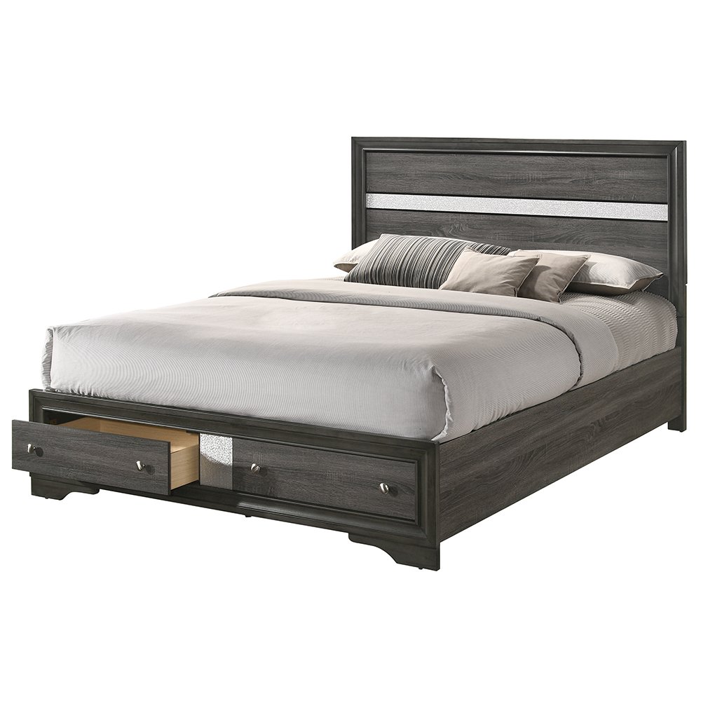 Naima Queen Bed w/Storage Gray. Picture 3