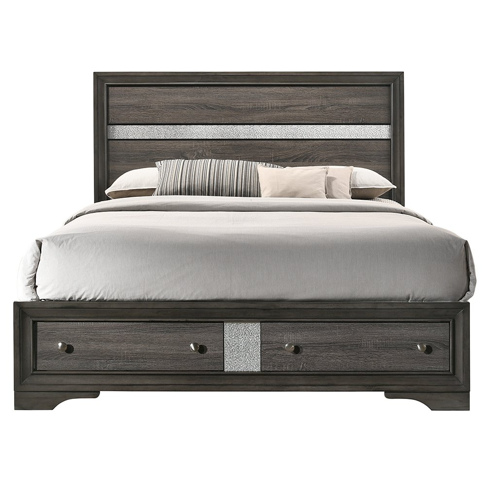 Naima Queen Bed w/Storage Gray. Picture 4