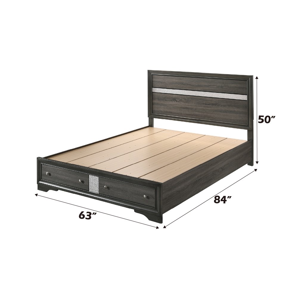 Naima Queen Bed w/Storage Gray. Picture 5