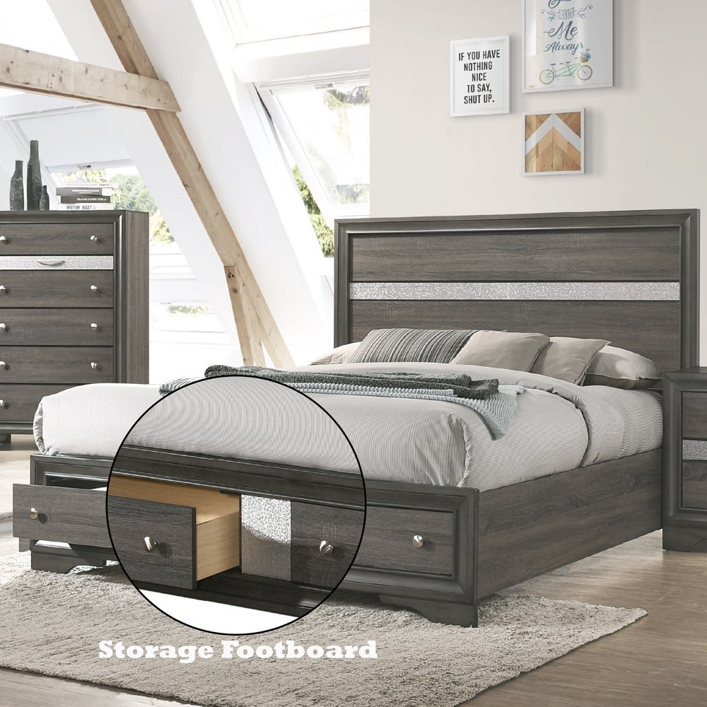 Naima Queen Bed w/Storage Gray. Picture 6