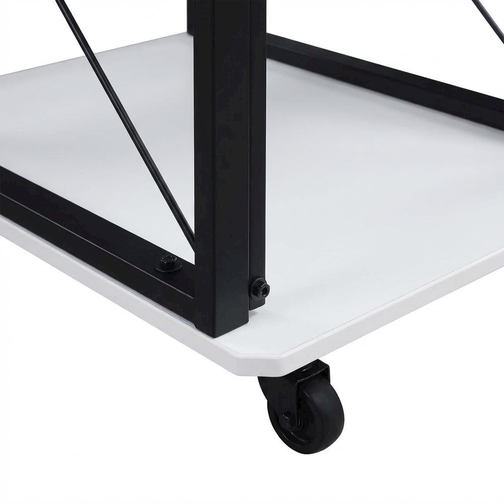 White And Black Finish Music Desk With Industrial Style And Rectangular Surface. Picture 6