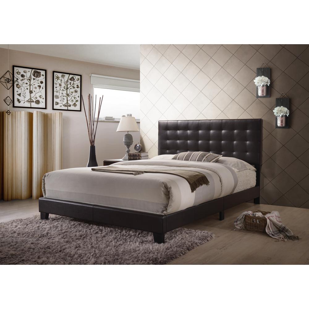 Masate Queen Bed, Espresso PU. Picture 1