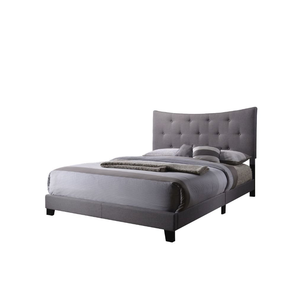 Venacha Queen Bed Gray Fabric. Picture 1