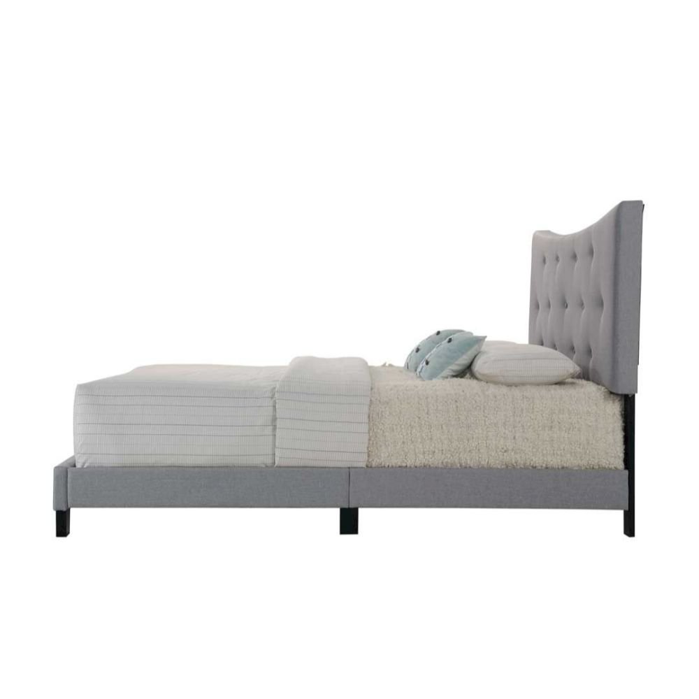 Venacha Queen Bed Gray Fabric. Picture 2