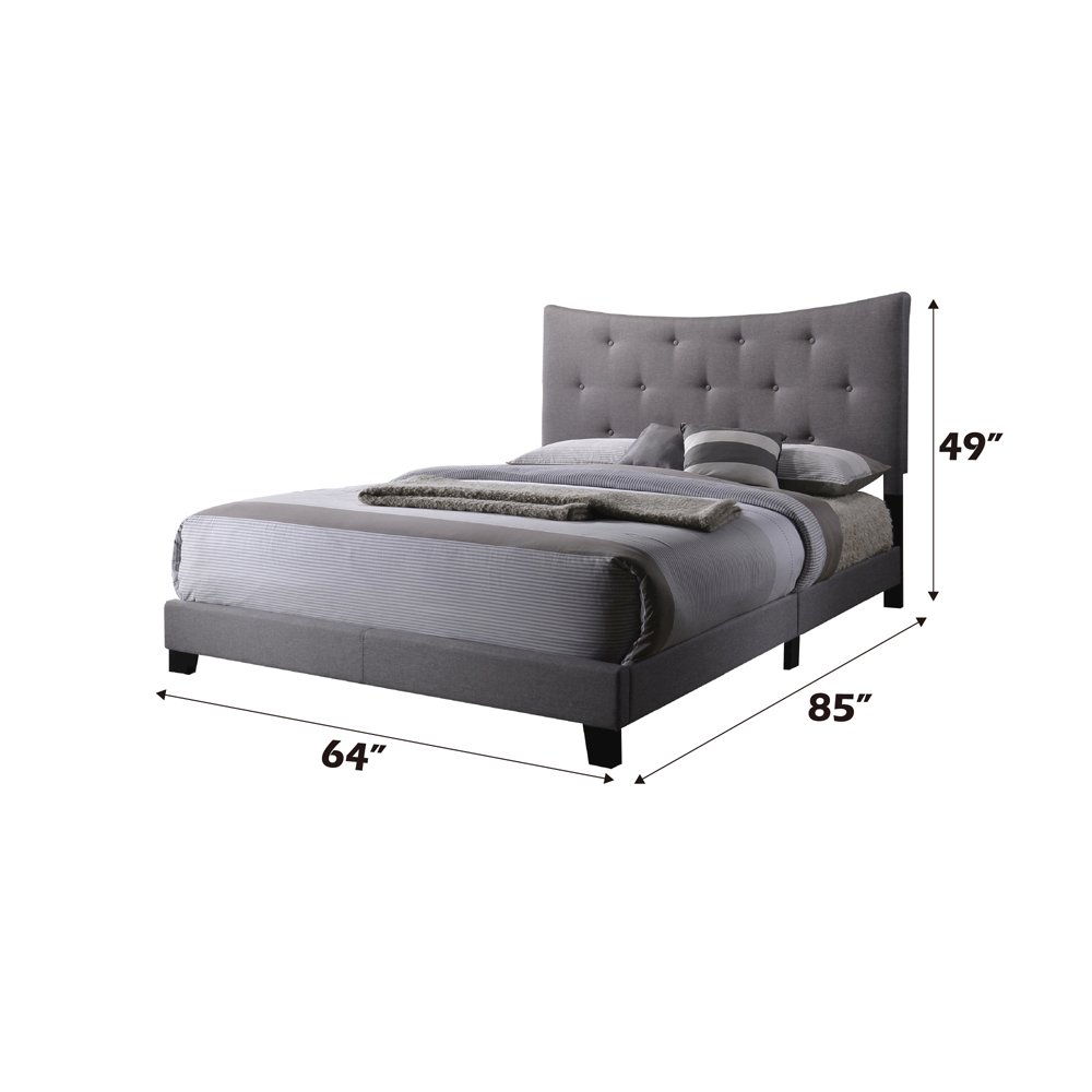 Venacha Queen Bed Gray Fabric. Picture 5