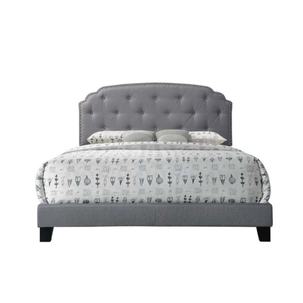 Tradilla Queen Bed Gray Fabric. Picture 2