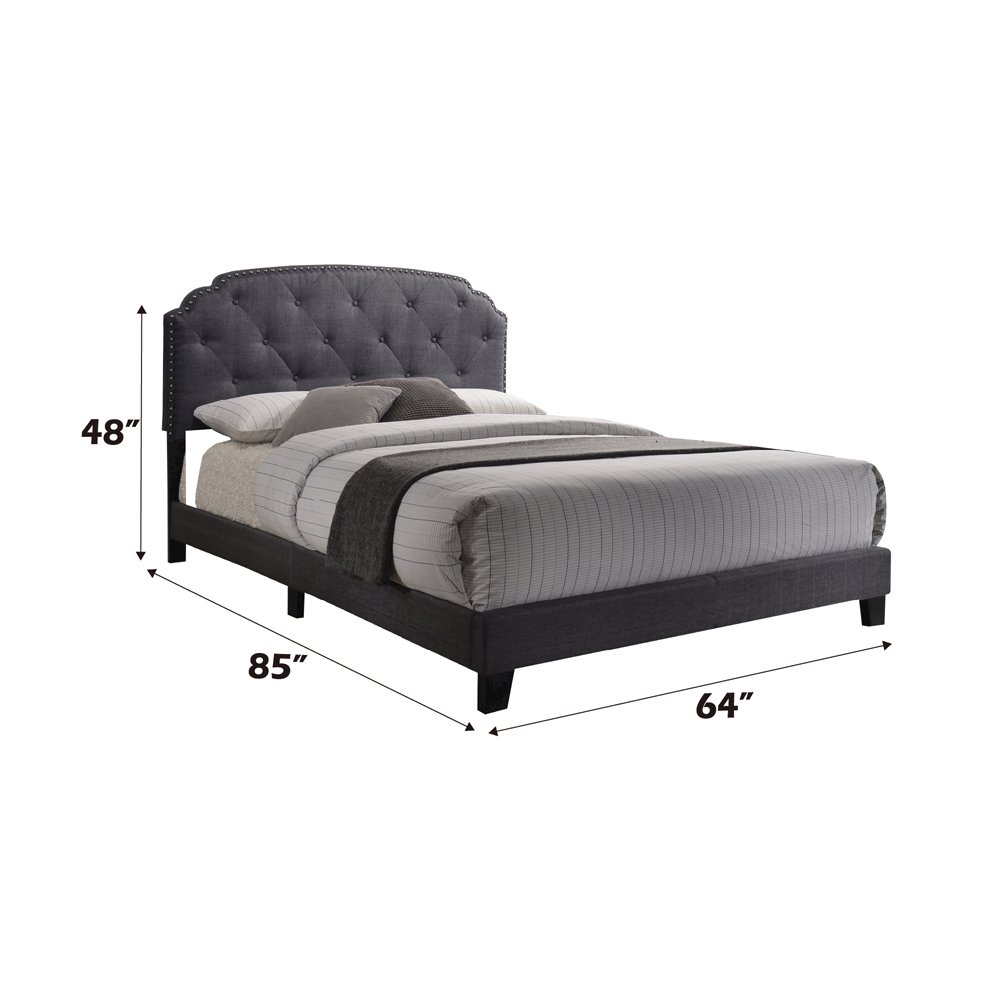 Tradilla Queen Bed Gray Fabric. Picture 5