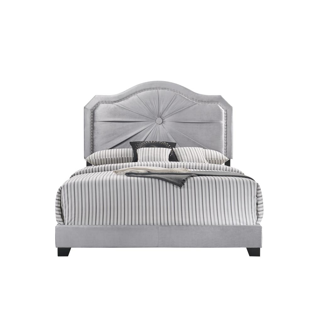 Frankie Queen Bed, Gray Velvet. Picture 2