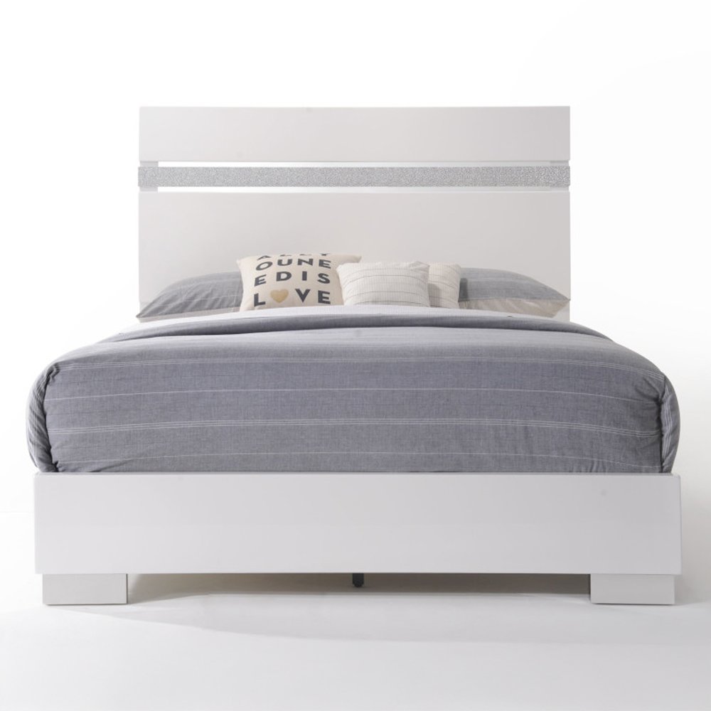 Naima II Queen Bed White High Gloss. Picture 2