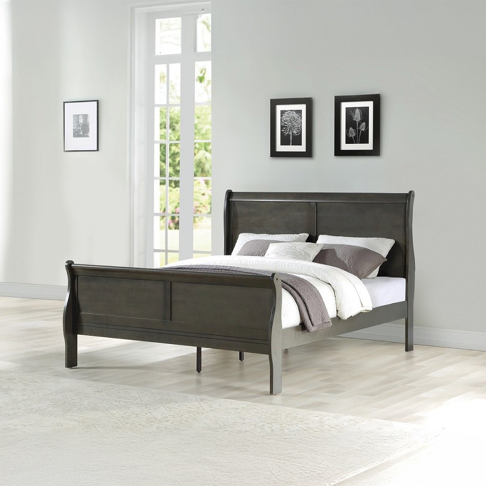 Louis Philippe Eastern King Bed Dark Gray. Picture 1