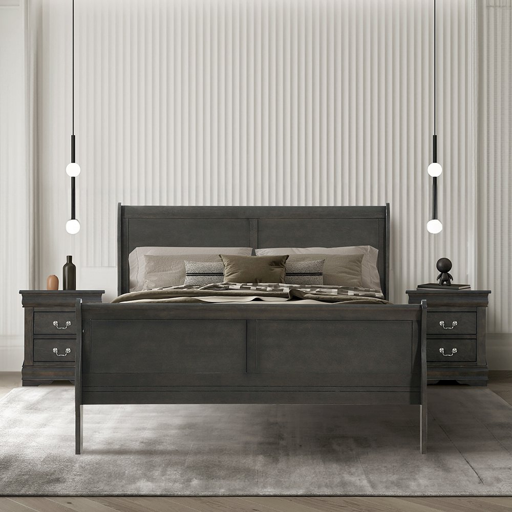 Louis Philippe Eastern King Bed Dark Gray. Picture 8
