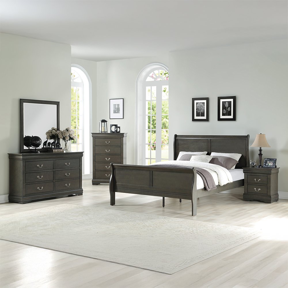 Louis Philippe Eastern King Bed Dark Gray. Picture 7