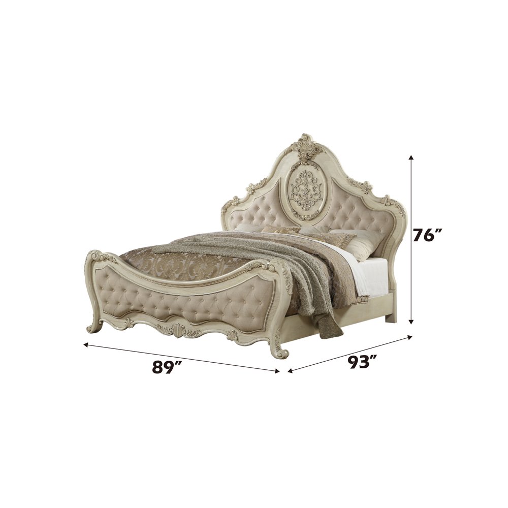 Ragenardus CK Bed Beige Linen & Antique White. Picture 5