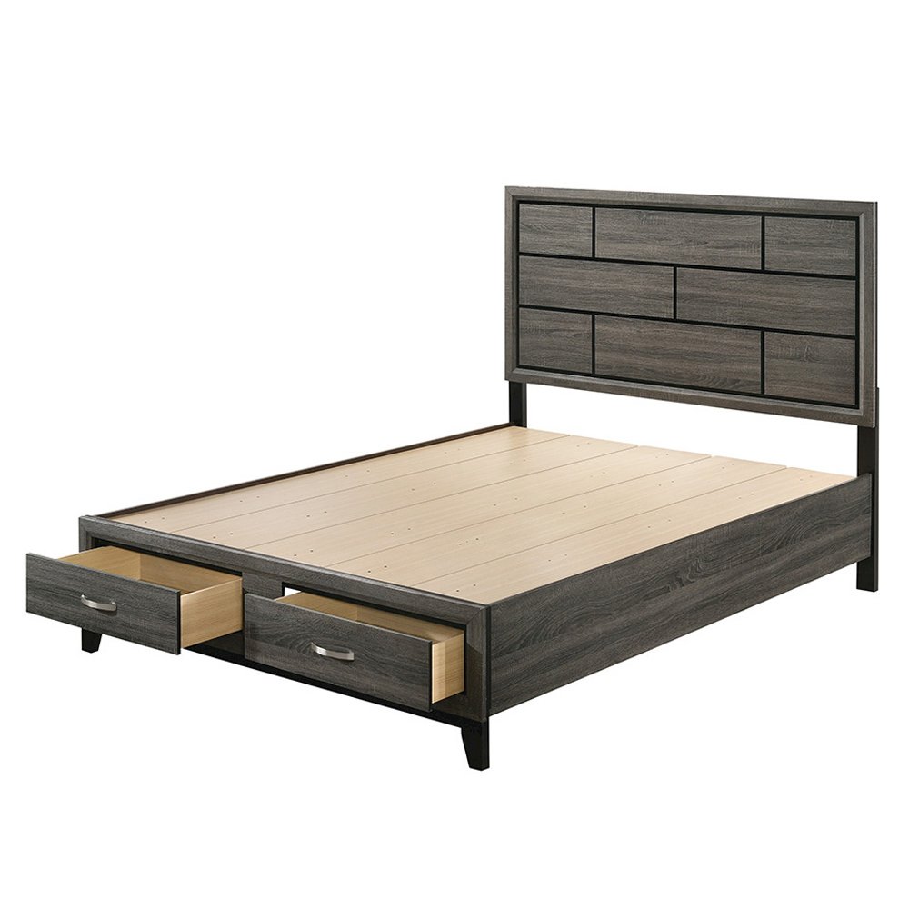 Valdemar Eastern King Bed w/Storage Weathered Gray. Picture 1