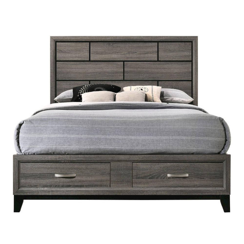 Valdemar Eastern King Bed w/Storage Weathered Gray. Picture 2