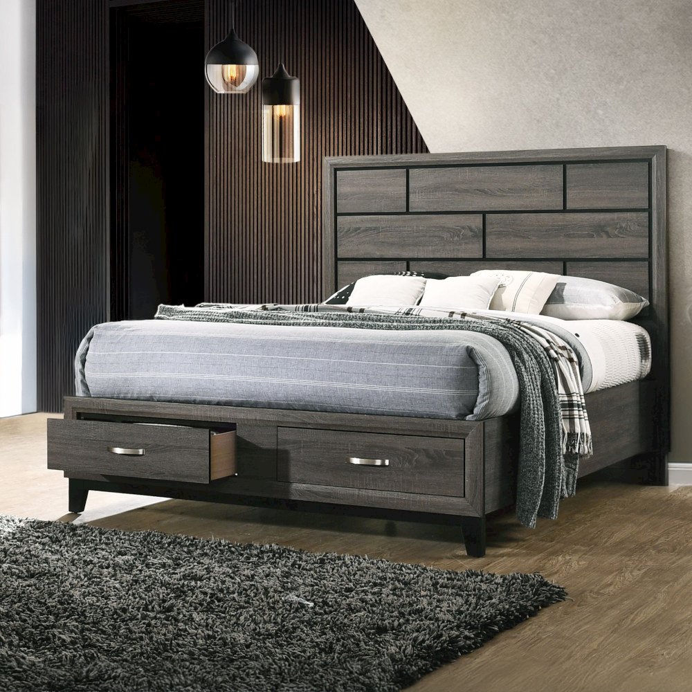 Valdemar Eastern King Bed w/Storage Weathered Gray. Picture 5