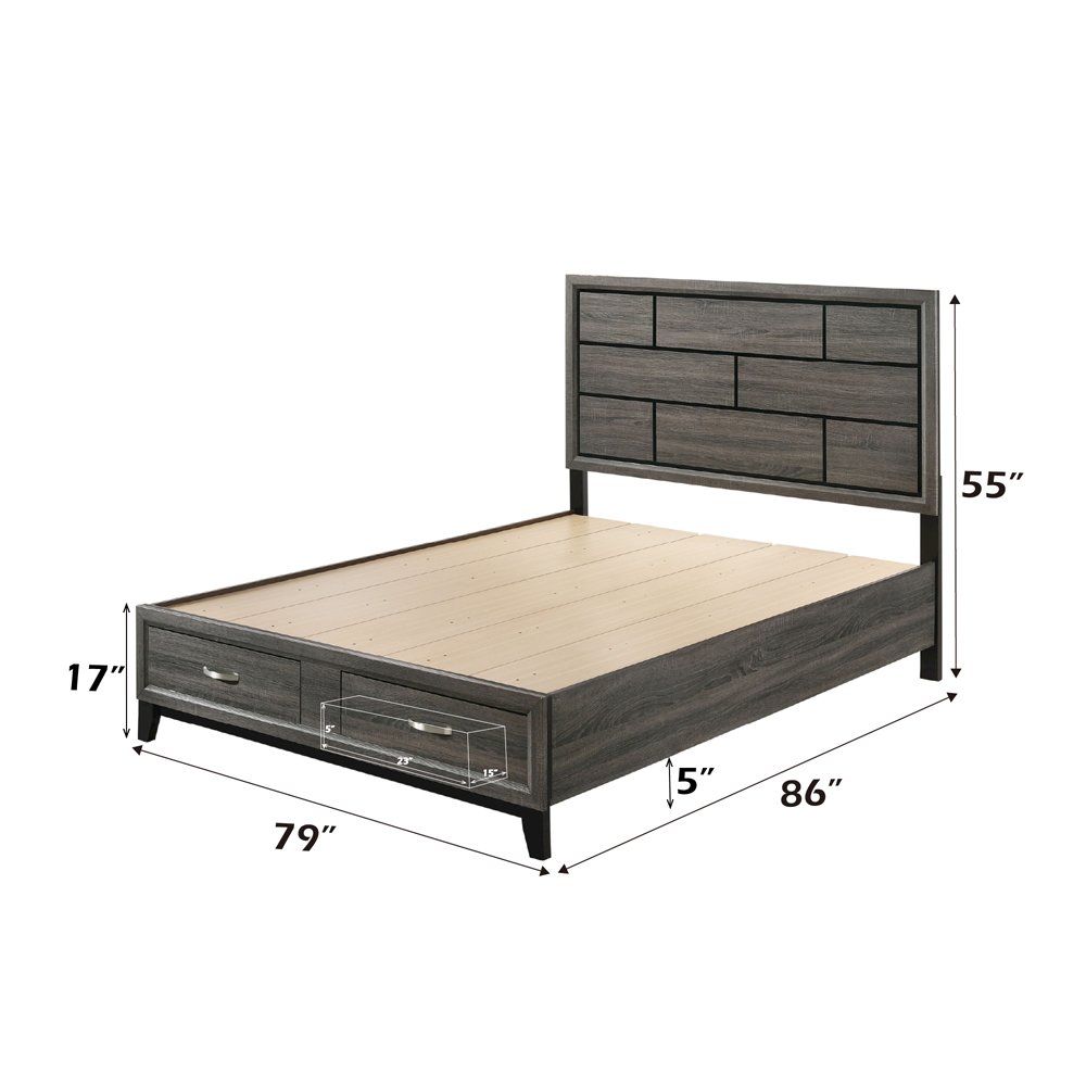 Valdemar Eastern King Bed w/Storage Weathered Gray. Picture 6