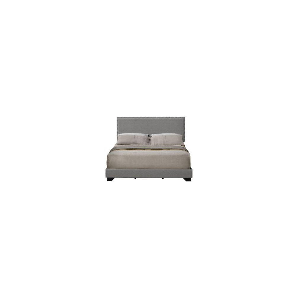 Leandros Queen Bed Light Gray Fabric. Picture 2