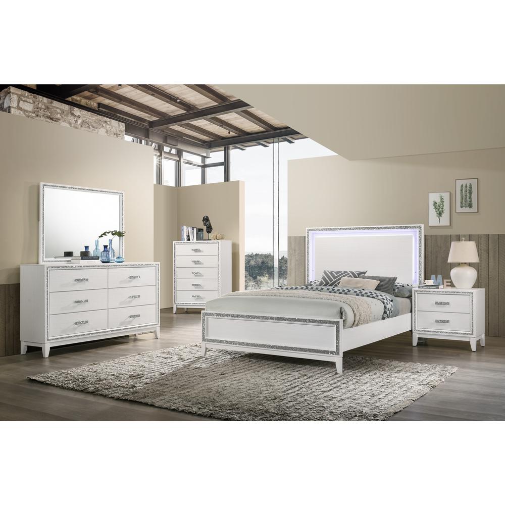 Haiden Eastern King Bed w/LED LED & White. Picture 1