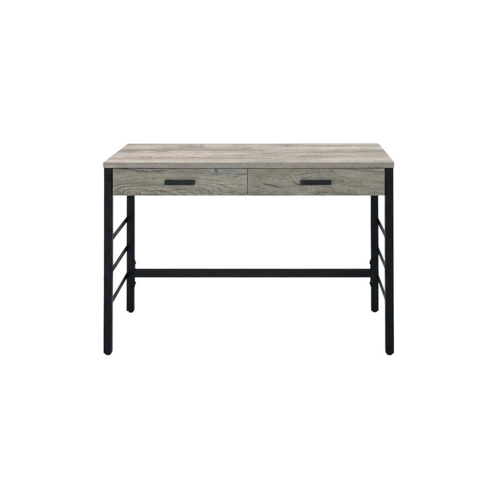 Light Weathered Oak And Black Finish Office Desk With Built-In Usb Port. Picture 4