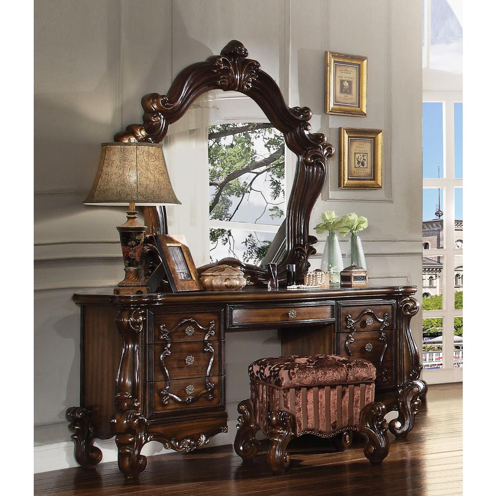 Versailles Vanity Stool, Fabric & Cherry Oak (21108). Picture 1